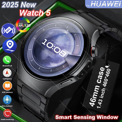 Original For Huawei Watch 5 Smartwatch 2025 Sensor Window AMOLED 4G ROM NFC Compass Clock Bluetooth Call Smart Watch Men Women