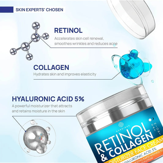 Retinol Cream for Face Collagen and Retinol Moisturizer with Hyaluronic Acid
