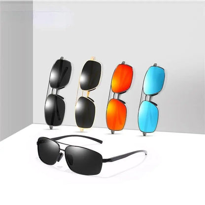 66-20 Men's Large Face Polarized Sunglasses Aluminum Magnesium Rectangular Glasses Driver Sunglasses Driving Glasses Have Degree