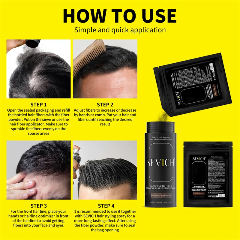 Sevich 100g Hair Fibers Refill Bag Keratin Instant Hair Growth Powder Hair Building Fiber Hair Regrowth Powder Hair Loss Product