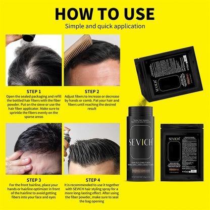 Sevich 100g Hair Fibers Refill Bag Keratin Instant Hair Growth Powder Hair Building Fiber Hair Regrowth Powder Hair Loss Product