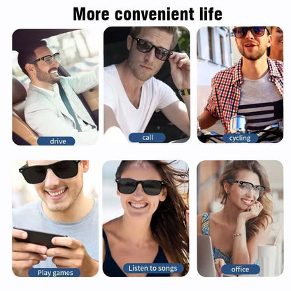 VIKEFON E13 Smart Glasses Blue Light Filtering Polarized Sunglass Lenses  Audio Built-in Mic & Speakers Touch & Voice Assistant