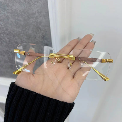 Fashion Luxurious Square Eyeglasses Frames Women Men Transparent Clear Brand Designer Optical Rimless Lovely Oculos