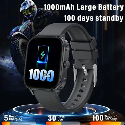 2025 new smart watch 1000MAH 2.04 inch ultra HD screen all day health heart rate detection 70+ sports IP68 waterproof BT call
