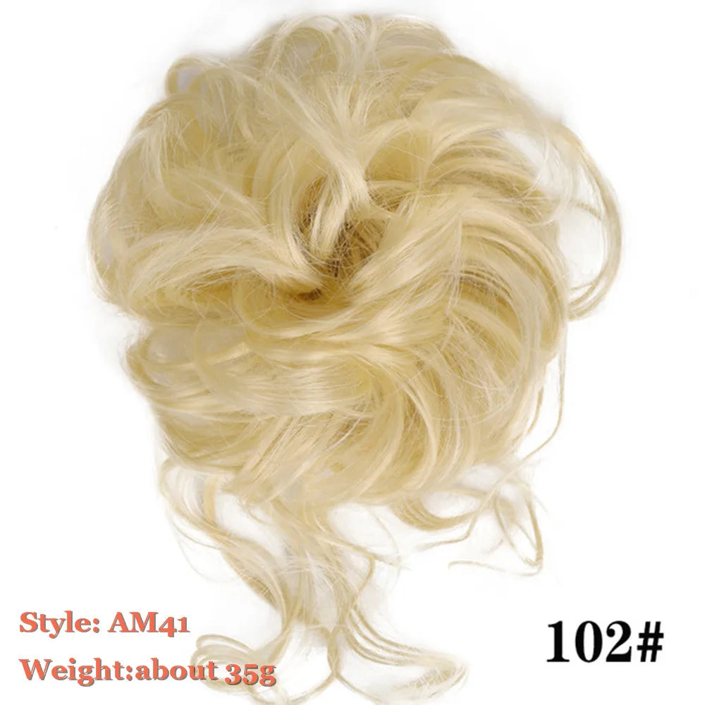 Synthetic Hair Bun Messy Scrunchies Hairpiece Elastic Chignon With Elastic For Women Donut Bun Ponytails Blonde Black Brown