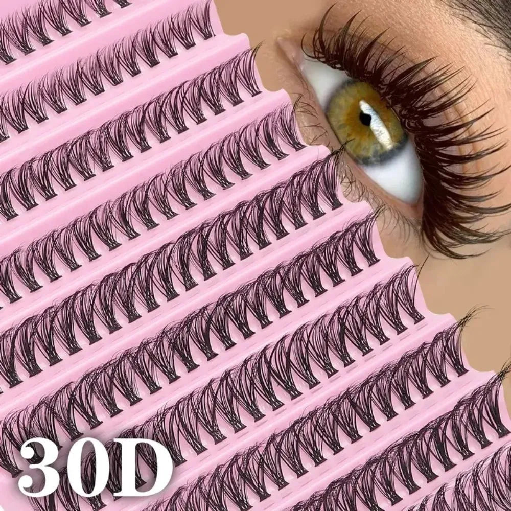 10 Rows Cluster Lashes Individual 40D Thickness Mixed Length 8-16mm D Curl Natural&Anime Look Individual Lash Clusters 3D Effect
