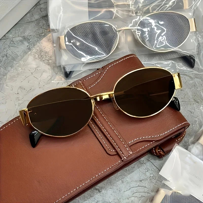 Luxury Metal Brand Sunglasses for Men and Women Unisex Designer Fashion Sun Glasses Oval Unisex Stylish Eyewear Shades