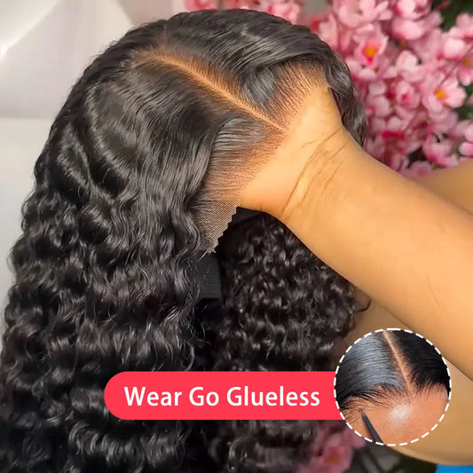 100% Human Hair 13x6 HD Deep Wave Lace Frontal Wigs 13x4 Water Curly 5x5 Glueless Lace Front Wig 30 40 Inch Closure Kinky WearGo