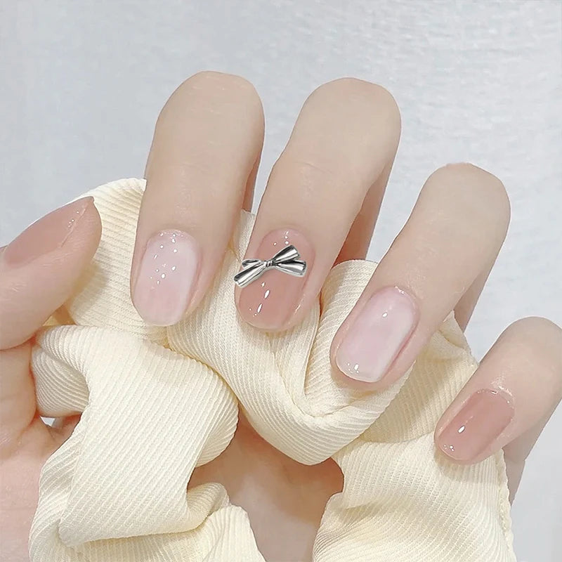 10 pcs Silver Alloy Ribbon Butterfly Nail Art Charm 3D  Metal  Bowtie Nails Art Decoration Jewelry Manicure Accessories Supplies