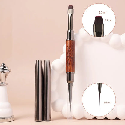 Double-end Sandalwood Nail Pen Brush Glue Phototherapy Pen Liner Brush Dual End Nail Art Painting Manicure Brushes Tool ﻿