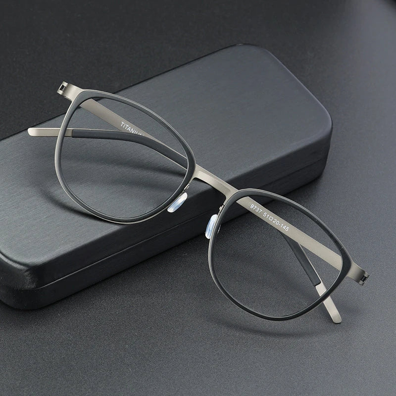 Denmark Designer Screwless Eyewear Pure Titanium Square Vintage Eyeglasses Frame Men Full Frame Prescription Eyeglasses Frames