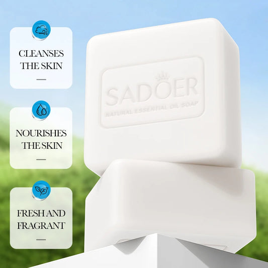SADOER Goat Milk Essential Oil Soap Face Wash Foam Facial Cleanser Whitening Moisturizing Anti Acne Body Bathing Facial Soap