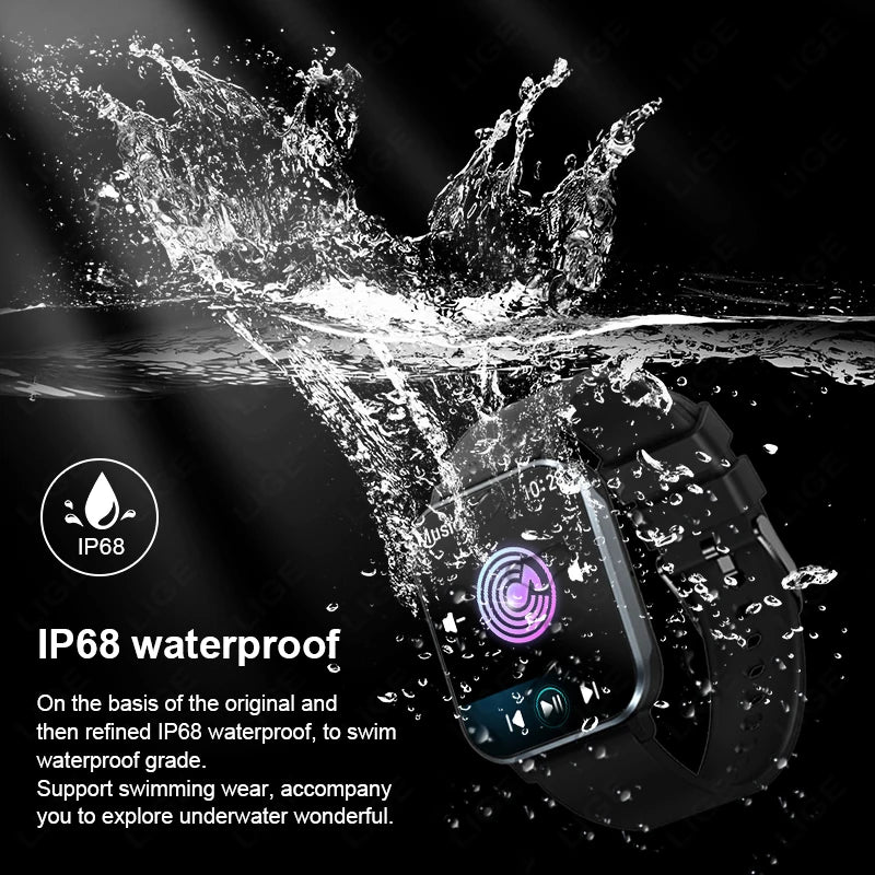 LIGE Smart Watch Men  Monitoring Sports Fitness Waterproof  Watch Man Woman Body Temperature Monitor SmartWatch 2024 New+Box