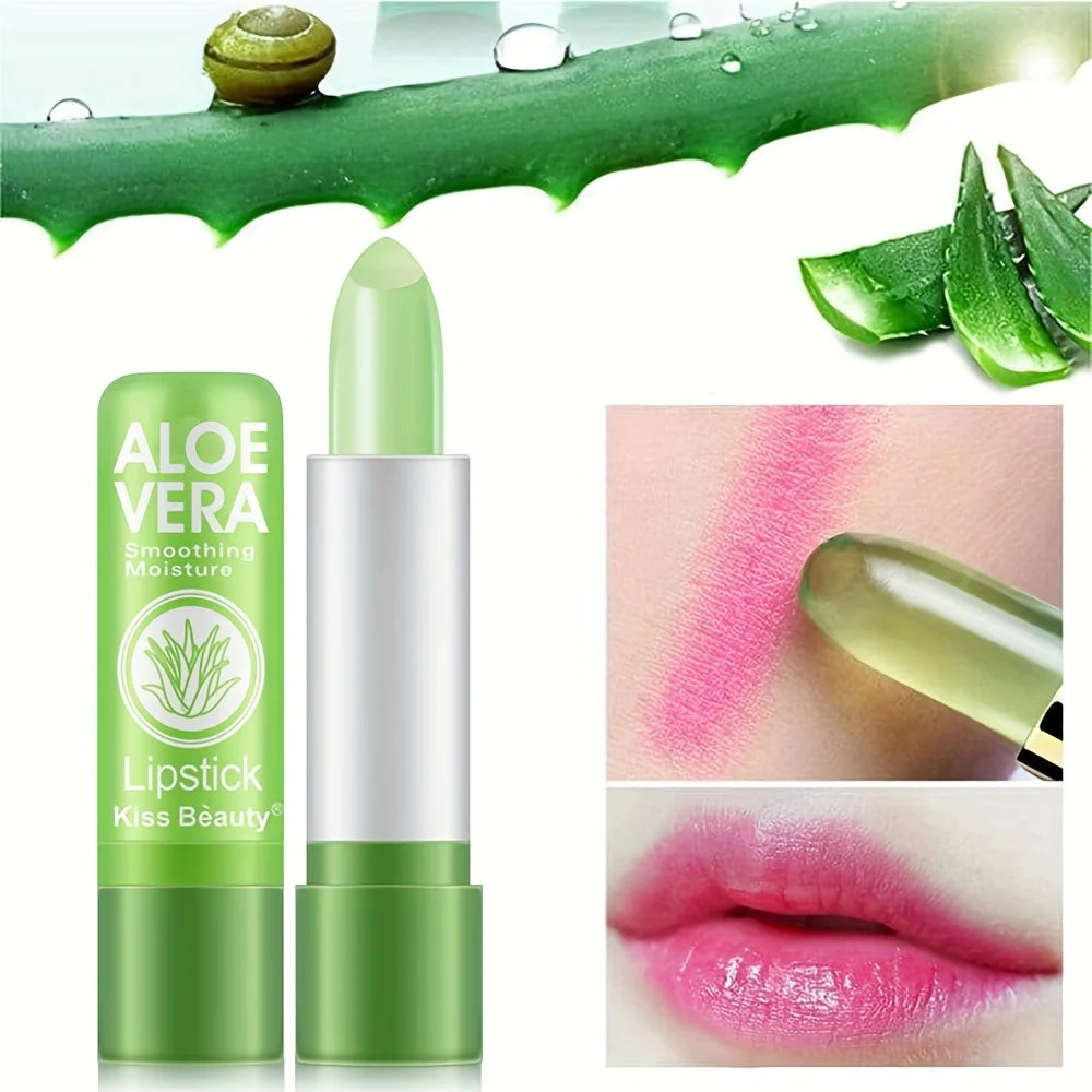 Aloe Vera Color Changing Lipstick Long Lasting Lip Make-up for Women Moisturizing Waterproof Lip Care Plumper Tinted Lip Gloss