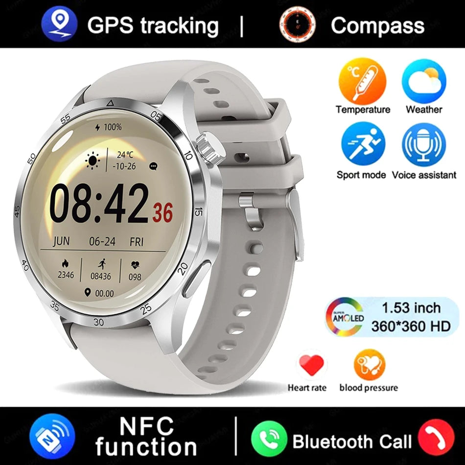 Smart Watch Men Watch 4 Pro AMOLED HD Screen Bluetooth Call NFC Health Monitoring Smartwatch 2024 New Watch GT4Pro