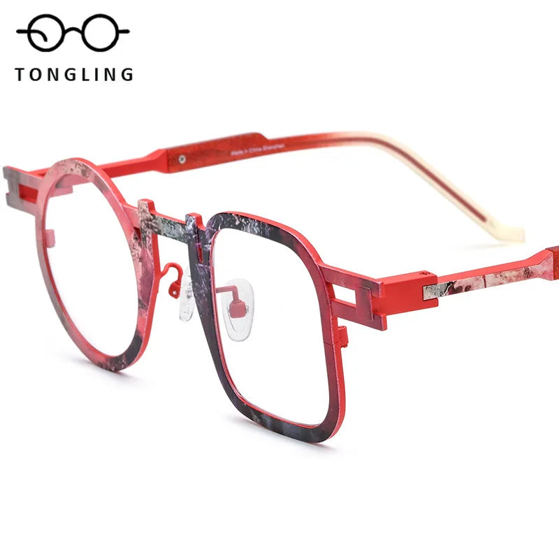 Color Ultralight Pure Titanium High-Quality Fashionable Men Square Irregular Polygon Women Personality Lightweight Glasses Frame