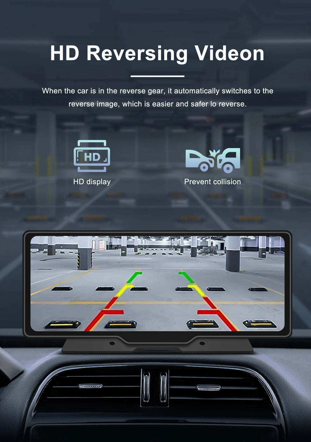 10.26 Inch Car Mirror Radio Multimedia Video Player Universal Wireless Carplay 5G Wifi BT High-performance CPU HDR QLED Screen