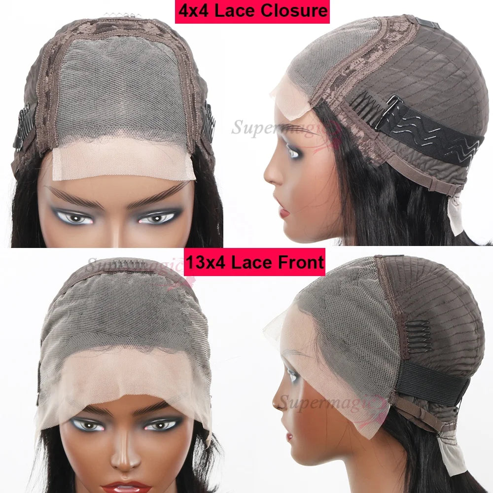 13x4 Frontal Wig New Trendy Layered Cut Straight Human Hair Wigs Short Wig Highlight Piano Color 4X4 Lace Closure Wig for Women