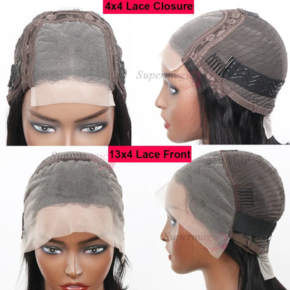 13x4 Frontal Wig New Trendy Layered Cut Straight Human Hair Wigs Short Wig Highlight Piano Color 4X4 Lace Closure Wig for Women