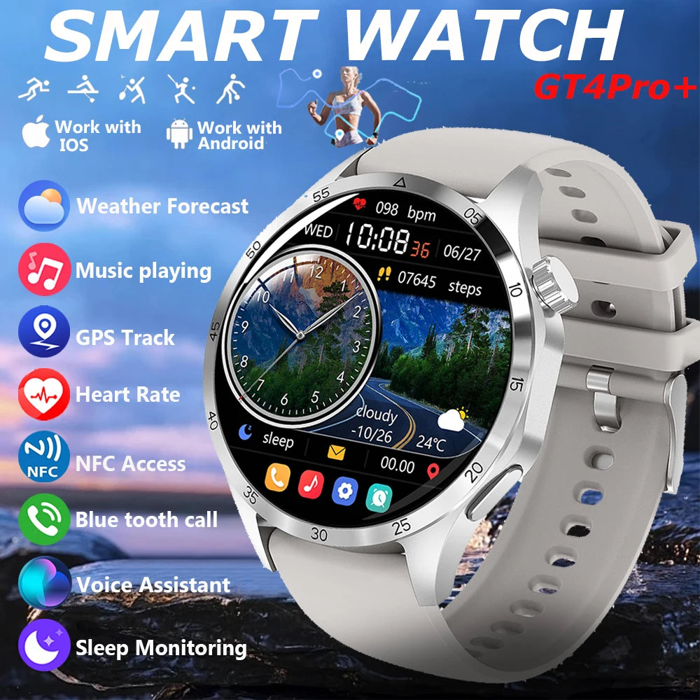 Smart Watch Men Watch 4 Pro AMOLED HD Screen Bluetooth Call NFC Health Monitoring Smartwatch 2024 New Watch GT4Pro