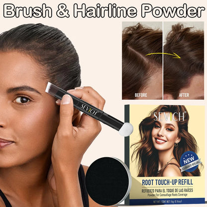 Mini Hairline Shadow Powder Waterproof Instant Hairline Powder Black Root Cover Up Hair Concealer Double Ended Makeup Brush