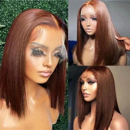 P4/27 Straight Short Bob Wig Human Hair Highlight Blonde Lace Front Wigs 13x4 HD Transparent Lace Frontal Wig For Black Women