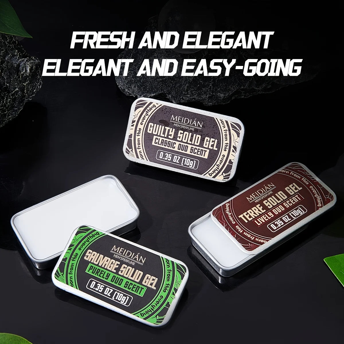 Men's Portable Solid Perfume Case, Refreshing and Long-lasting Solid Balm, 4 Fragrance Types, Suitable for Dating and Daily Use