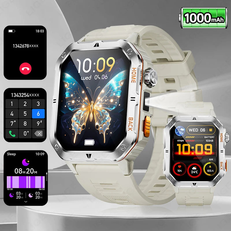 LIGE Fashion 1000mAh Big Battery Smart Watch Men 2.01” HD Screen Bluetooth Call 3ATM Waterproof Sports Health Monitor Smartwatch