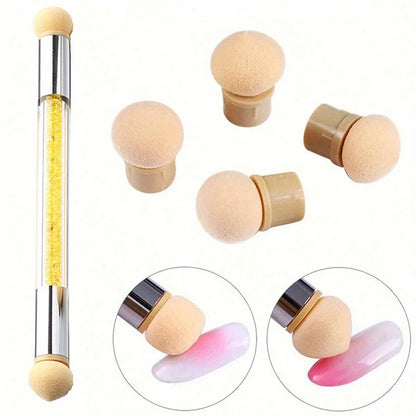 Double-ended Gradient Shading Pen Dotting Brush Sponge Head Rhinestone Handle Nail Art Brush Nail Art Painting Manicure Tools