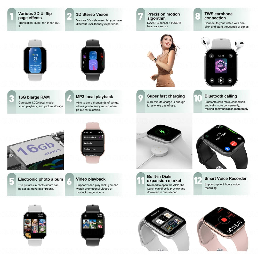 2025 For IOS GPS NFC Watch 10 Smart Watch Men HD AMOLED Memory Music 3D Surround Bluetooth Call Waterproof Smartwatch Woman