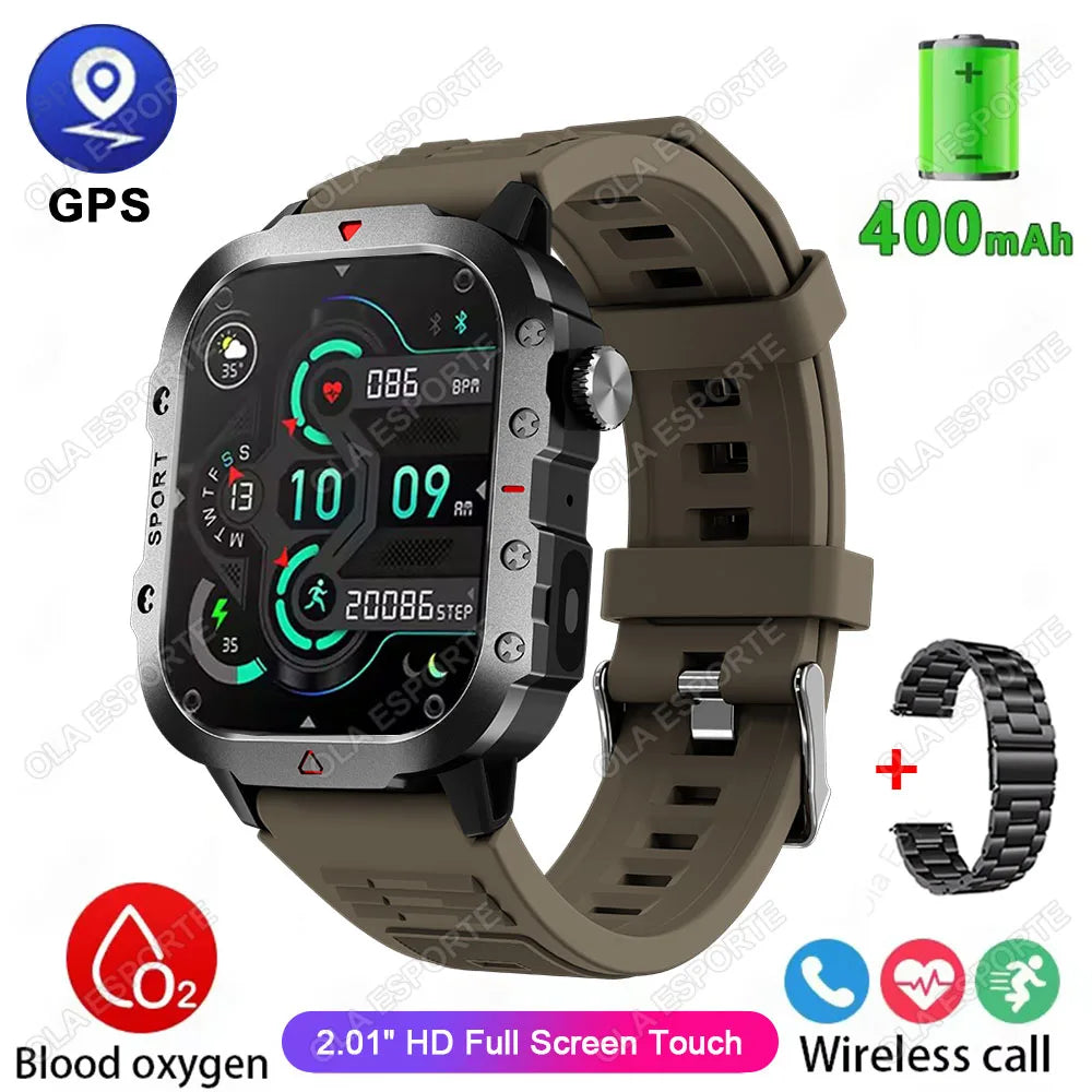 New Military GPS Smart Watch Men Flashlight Waterproof Outdoor Sport Tracker Bluetooth Call Smartwatch Man Women For Android IOS
