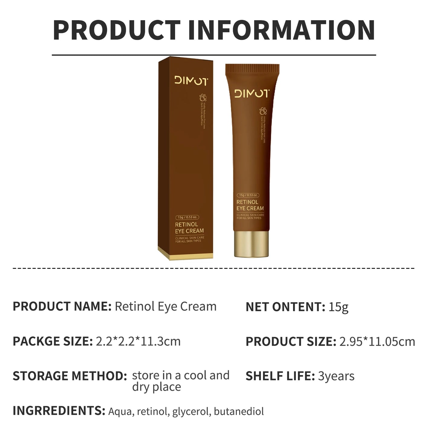 Dimot Retinol Face & Eye Cream Set Anti-Aging Moisturizer for Wrinkles Fine Lines & Dark Circles All Skin Types Hydrate & Repair