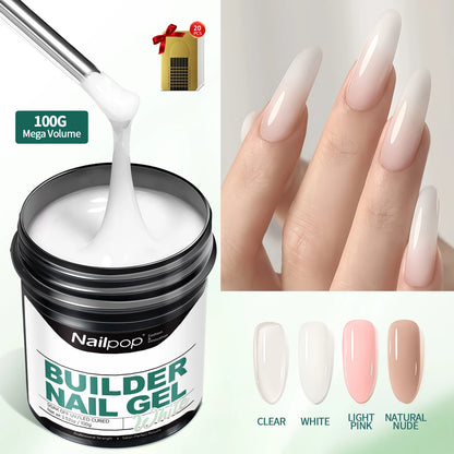 Nailpop 30/100g Hard Gel Milky Smooth UV Nail Gel for Quick Extension Long Lasting Soak Off Nail Builder Gel Nail Art Manicure