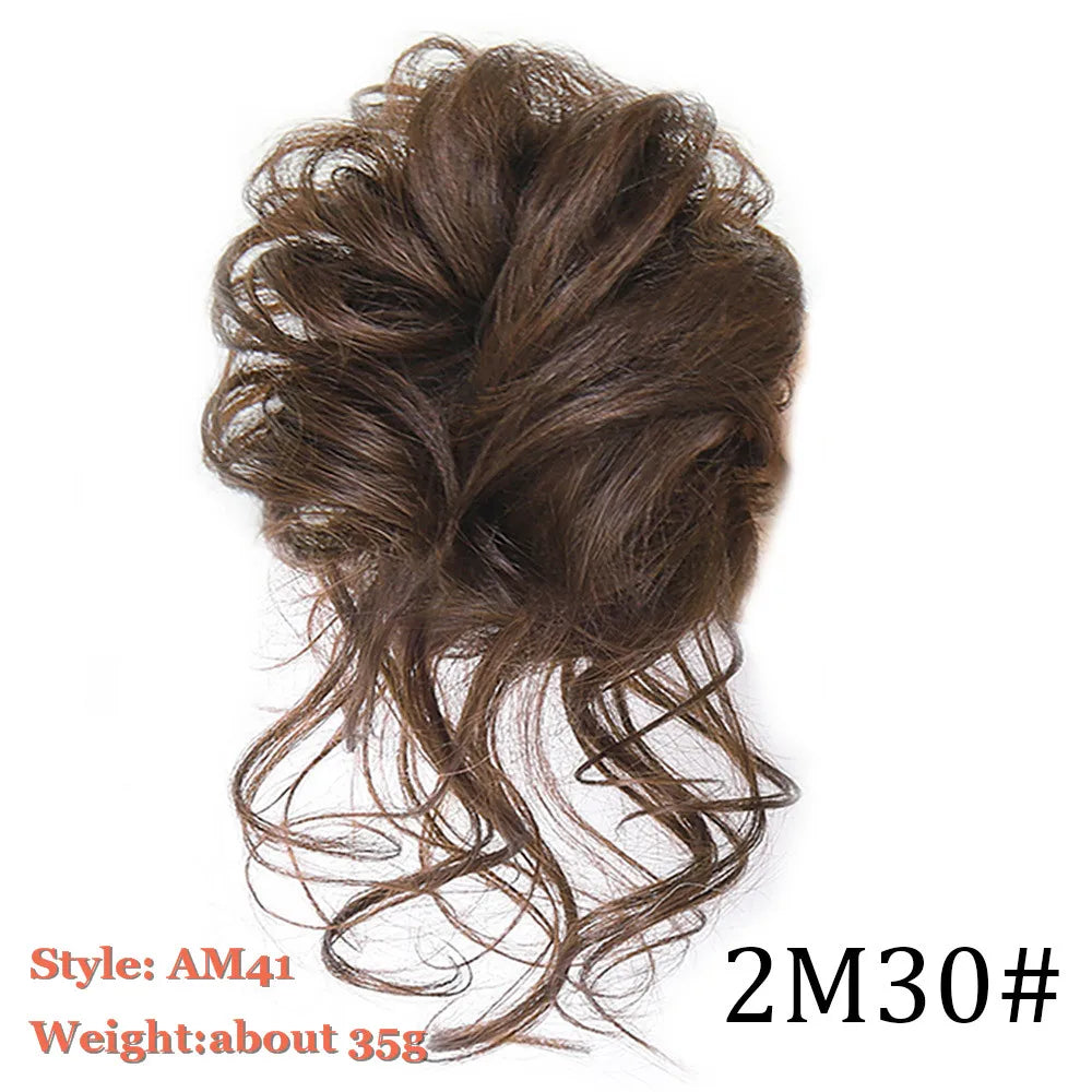 Synthetic Hair Bun Messy Scrunchies Hairpiece Elastic Chignon With Elastic For Women Donut Bun Ponytails Blonde Black Brown
