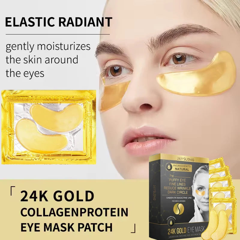 24k Gold Collagen Eye Mask Anti Wrinkle Fade Fine Line Remove Eye Bag Puffiness Dark Circles Fat Granules Moisturizing Skin Care
