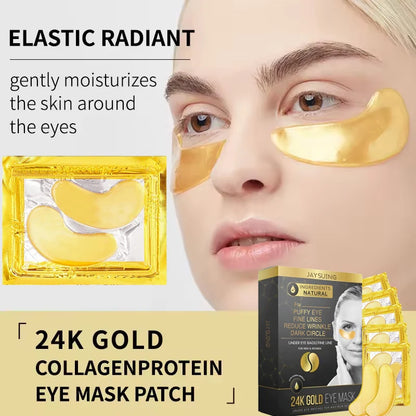 24k Gold Collagen Eye Mask Anti Wrinkle Fade Fine Line Remove Eye Bag Puffiness Dark Circles Fat Granules Moisturizing Skin Care
