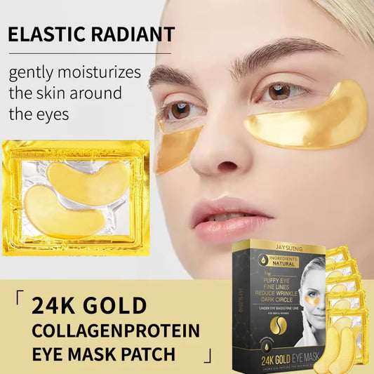 24k Gold Collagen Eye Mask Anti Wrinkle Fade Fine Line Remove Eye Bag Puffiness Dark Circles Fat Granules Moisturizing Skin Care