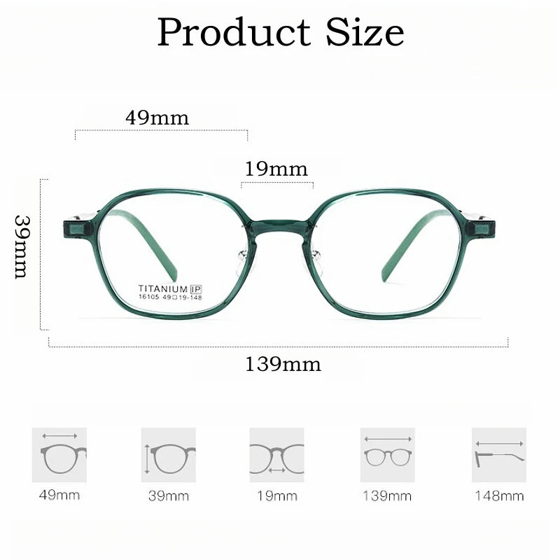 YIMARUILI Trendy Fashion Polygonal Men's Eyewear Ultra-Light Retro TR90 Titanium Optical Prescription Women's Eyeglass Frame 05X