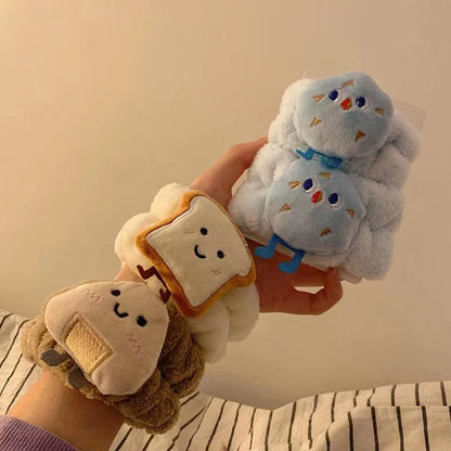 1pc Spa Headband Wristband For Washing Face Fleece Skincare Toast Hair Band Wrist Cuffs For Women Girls Makeup