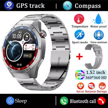 2025 New GT5 Pro Smart Watch Men AMOLED Screen GPS Motion trajectory Heart Rate Monitr Bluetooth Call SmartWatch Waterproof Band