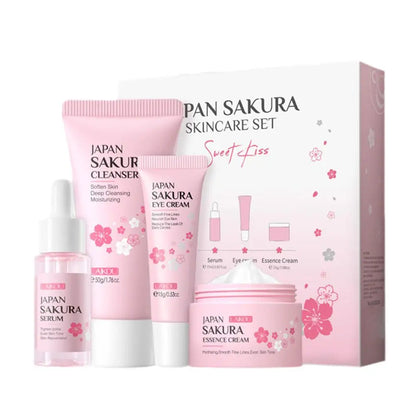 Facial Skin Care Set Skin Cleaning Sakura Skincare Set For Women Girls With Cleanser Toner Face Serum Cream Eye Cream
