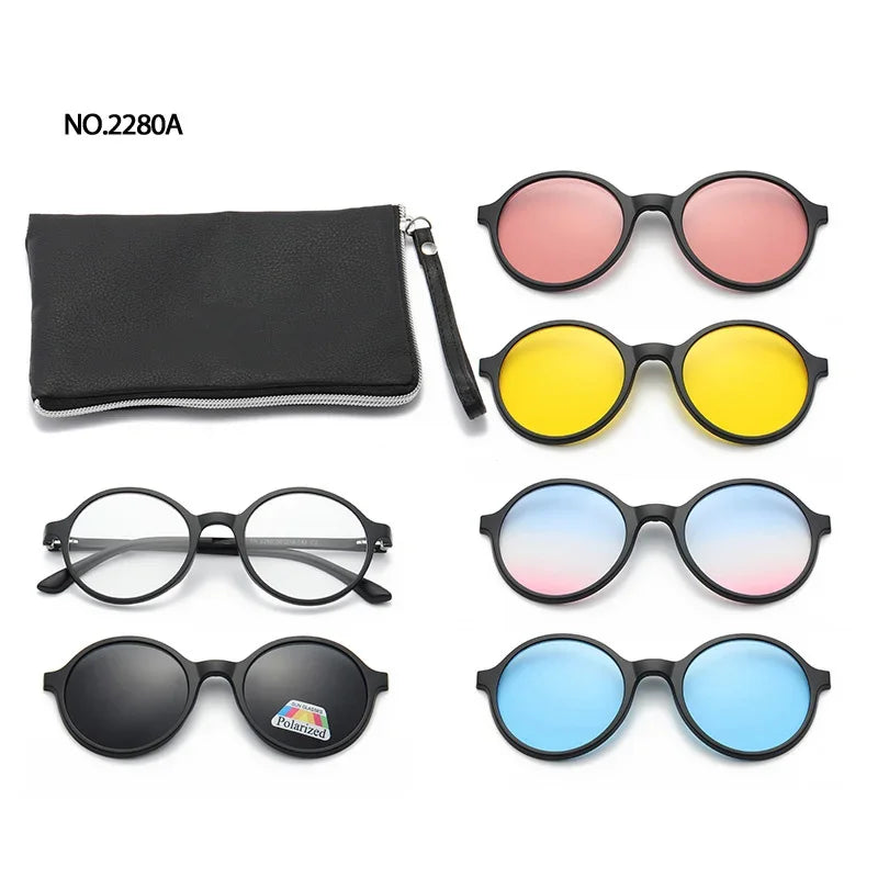 TR90 Frame Fashion Ladies Polarized Reading Sunglasses Magnetic Suction a Variety Clip Sets Mirror Night Vision Goggles Men