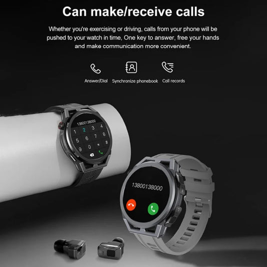 2025 Wireless Headset 2-In-1 Smartwatch Man Bluetooth Voice Call  Waterproof Smart Watch Distance Activity Tracker Music Watches