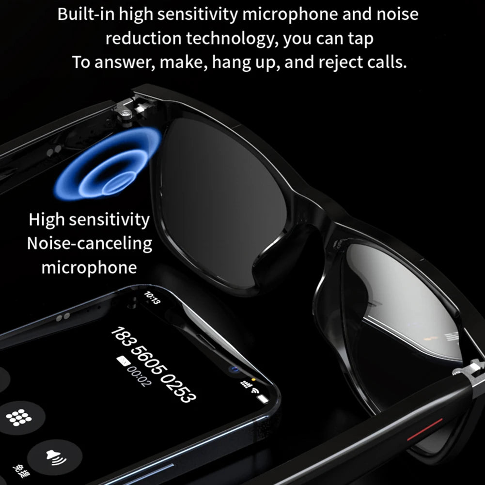 Smart Camera Glasses AI Voice Assistant Outdoor Sport Glasses Remote Shooting Open Ear Sound Mic and Speakers for IOS/Android