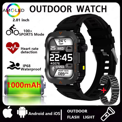 Three Defense Military Men's Smart Watch lP68 Waterproof Outdoor Sports Large Screen Bluetooth Call Smartwatch For Android IOS