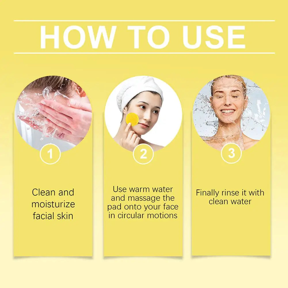 60pcs Turmeric Kojic Acid Cleansing Pads Exfoliating Pads Facial Sponges Deep Moisturizing Cleansing Gentle Natural Daily Skin C