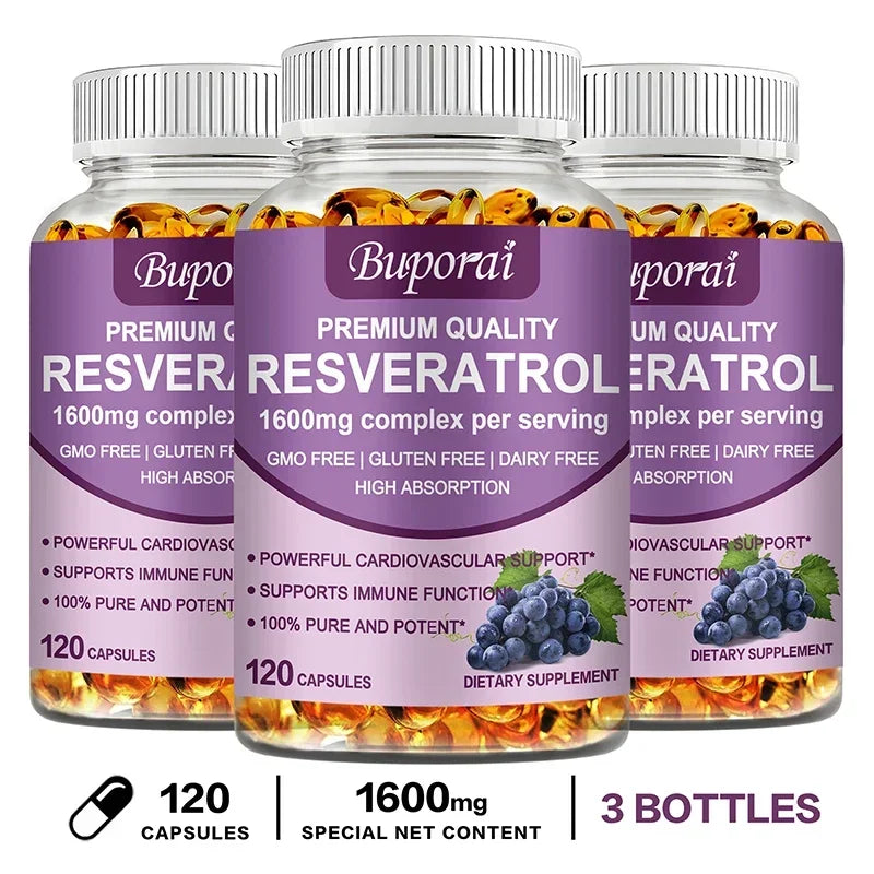 Resveratrol Capsules - Anti-aging, Antioxidant, Skin Support, Cardiovascular Health