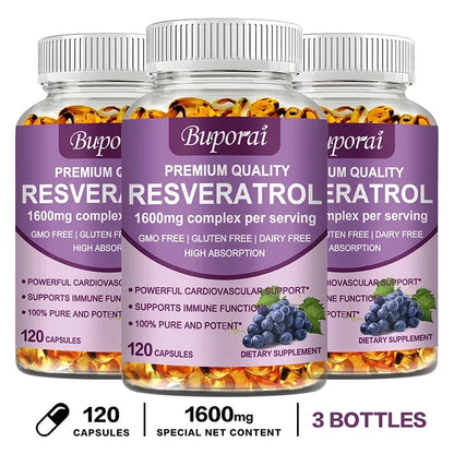 Resveratrol Capsules - Anti-aging, Antioxidant, Skin Support, Cardiovascular Health