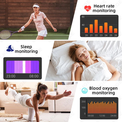 LIGE Women Smart Watch Bluetooth Call Heart Rate Sleep Monitor AI Voice Alarm Clock Music Control IP68 Waterproof Smartwatch Men