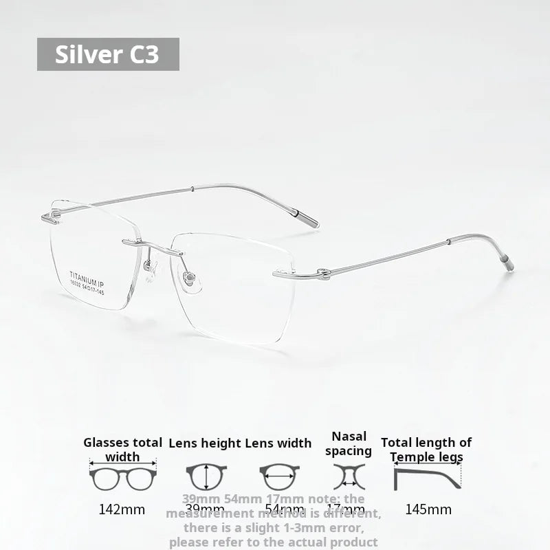 Lzabella Titanium Rectangular rimless Eyeglasses Frame Simple And Stylish Men and Women Lightweight Frameless Glasses 1603